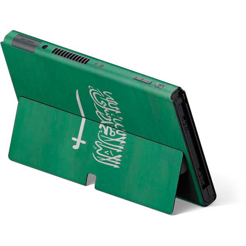 Saudi Arabia Flag Distressed Nintendo Switch OLED (2021) Skin